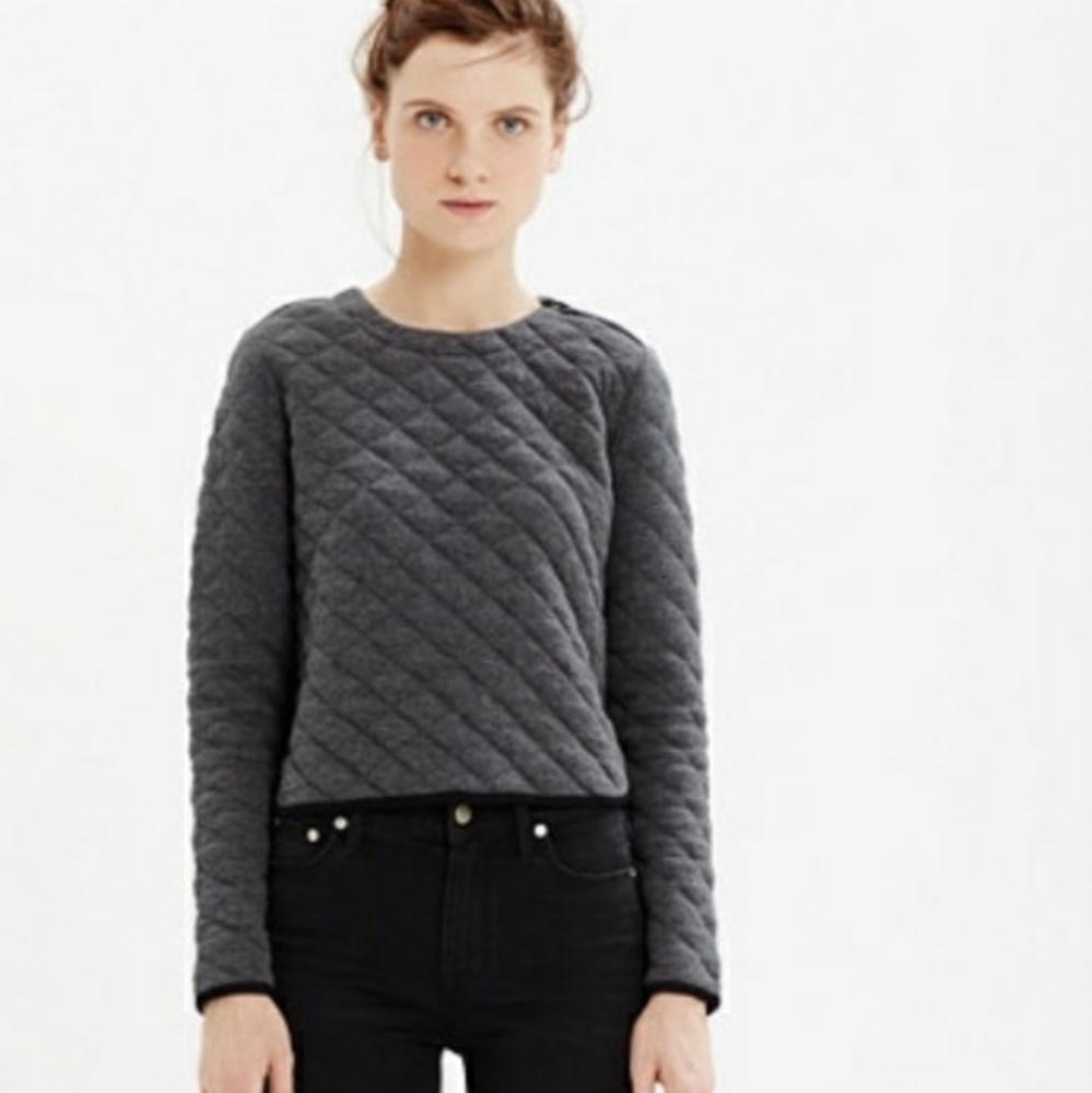 Madewell gray quilted sweatshirt top sz L